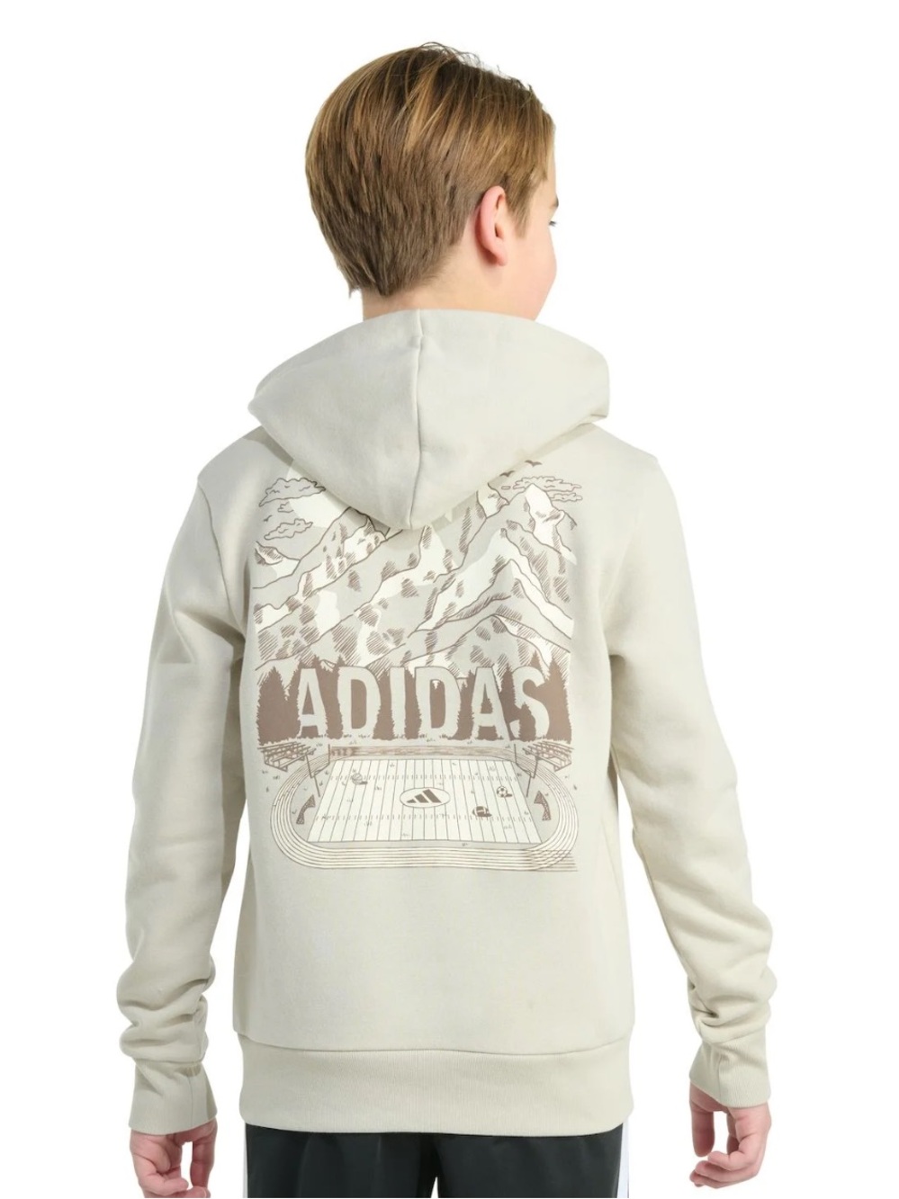 adidas Cream Pullover Hoodie with Mountain Graphic